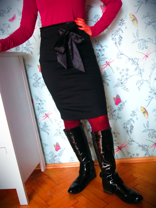 Sukně pencil s mega mašlí — foto 3