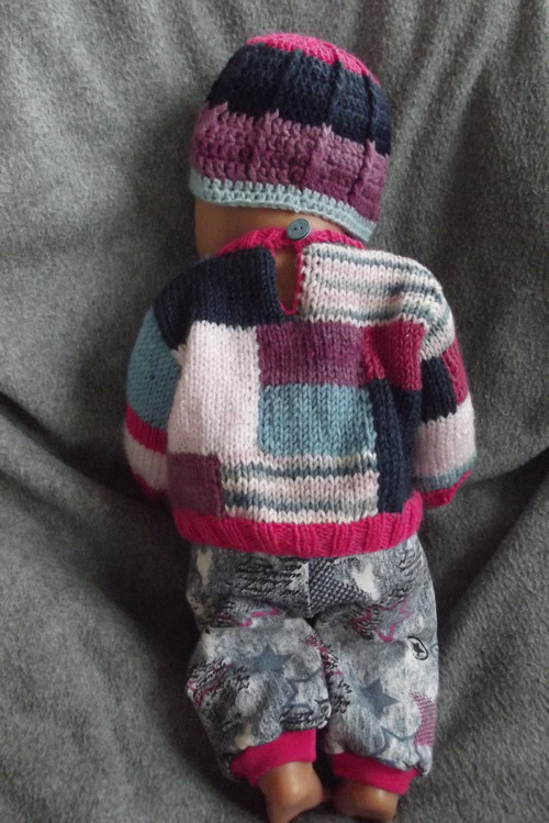 Oblečky pro panenky - "pletený patchwork" — foto 4