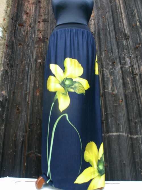 Orchidej - limet - maxi sukně — foto 3
