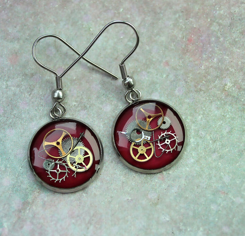 Earings /burgundy/ — foto 2