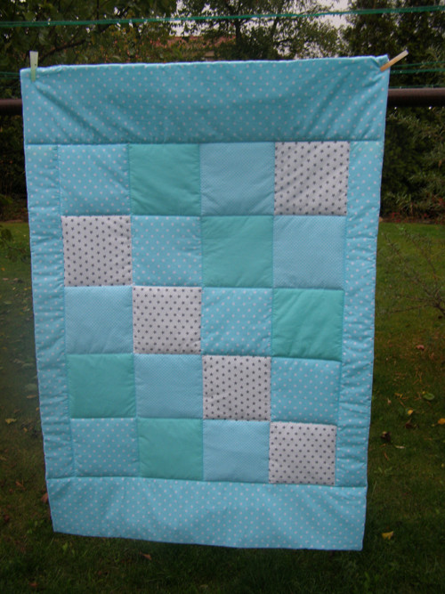 Deka patchwork mentolová s šedou — foto 2