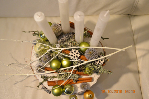 Adventní svícen bříza bílo-zelená — foto 3