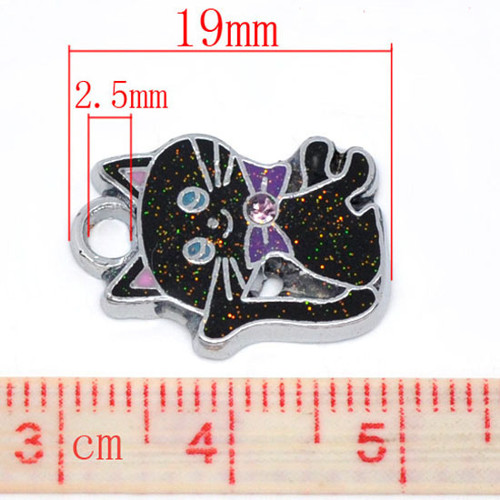 Kočka černá smalt/ 14x19mm/ 1ks — foto 2