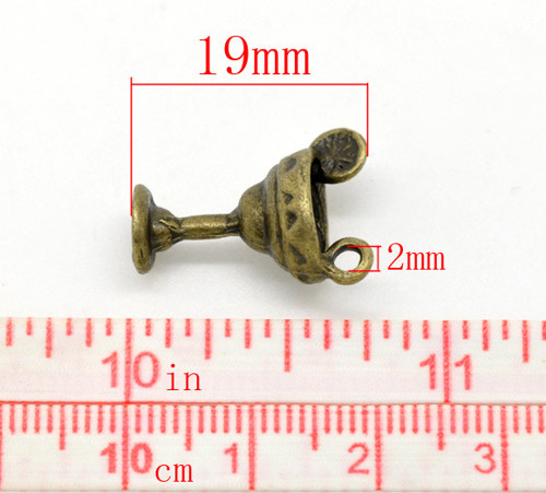 Přívěšek 3D pohár/ bronz/ 19x14mm/ 1ks — foto 2