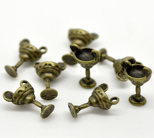 Přívěšek 3D pohár/ bronz/ 19x14mm/ 1ks — foto 3
