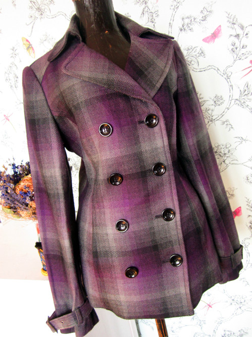 Kabátek káro grey&violet — foto 2