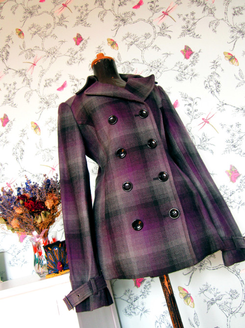 Kabátek káro grey&violet — foto 3