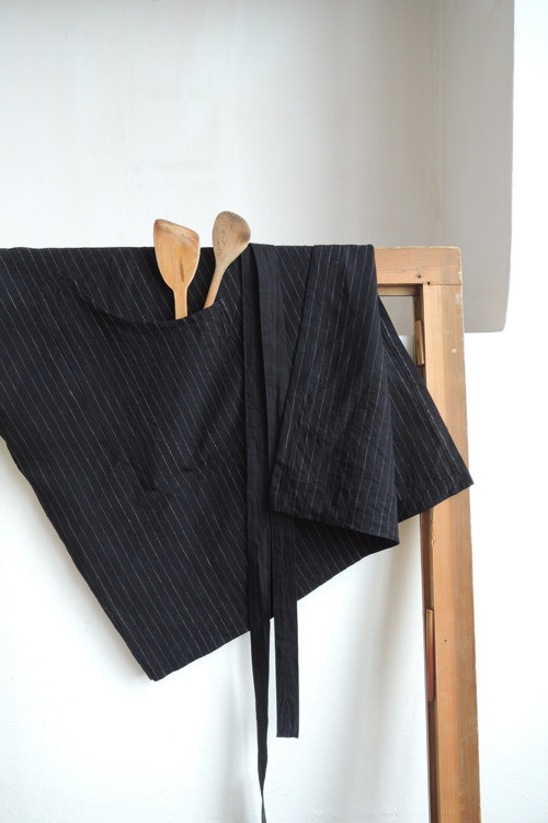 CAFÉ černá - pánská /unisex/ zástěra len — foto 2