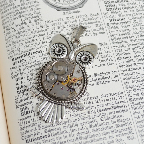 Náhrdelník - Sovička - Steampunk — foto 2