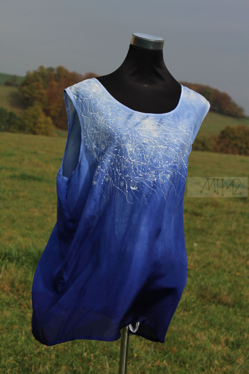 Hedvábná tunika - XL - Modrý sen — foto 3