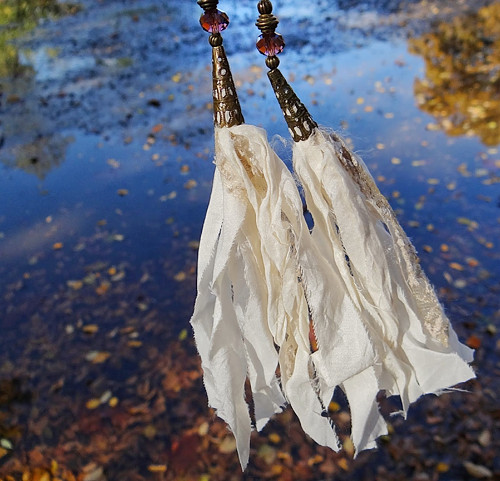 Boho silk II - hedvábné náušnice SKLADEM — foto 4