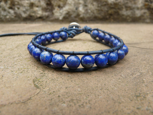 Kožený náramek pánský: lapis lazuli — foto 2