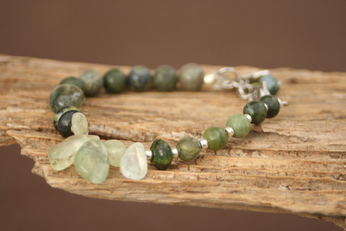 Boho náramok chrysopras, peridot, achát a kremeň — foto 2