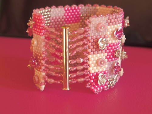 Náramek Růžový patchwork — foto 3