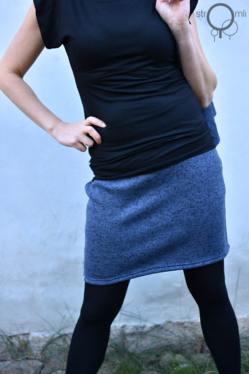 Zimní sukénka modrošedá, vel. M-L — foto 3