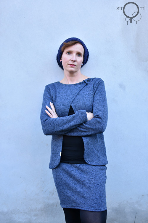 Zimní sukénka modrošedá, vel. M-L — foto 4