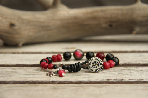 Bohemian náramok onyx, jadeit a achát — foto 4