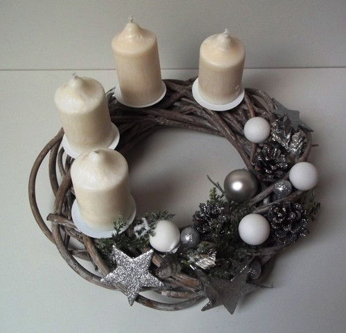 Adventní věnec - stříbrný — foto 4