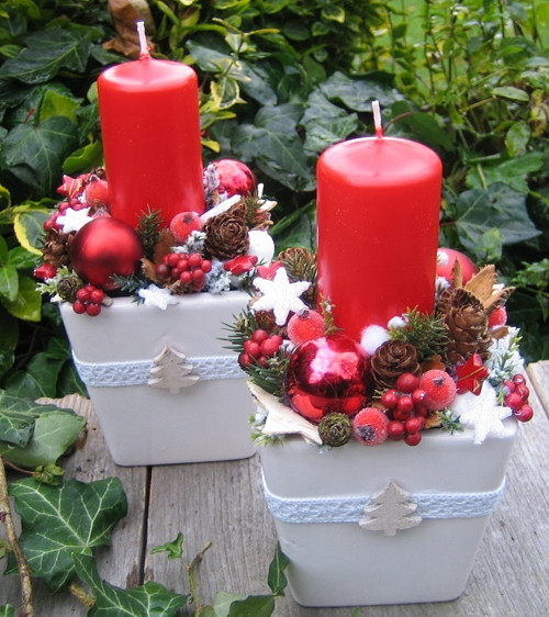 Adventní svícínky v červenobílé — foto 3