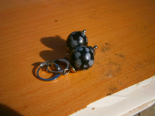 Náušnice obsidiánové — foto 3