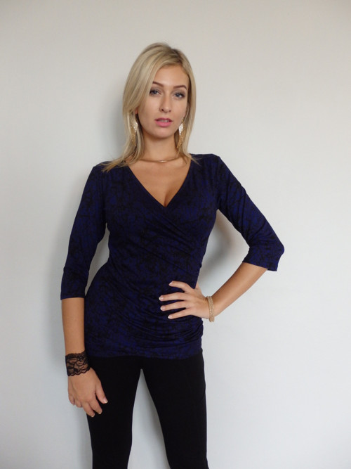 Zavinovací halenka Modrá 40-42 velikost — foto 3