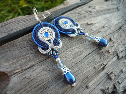 Soutache náušnice Ice River — foto 2