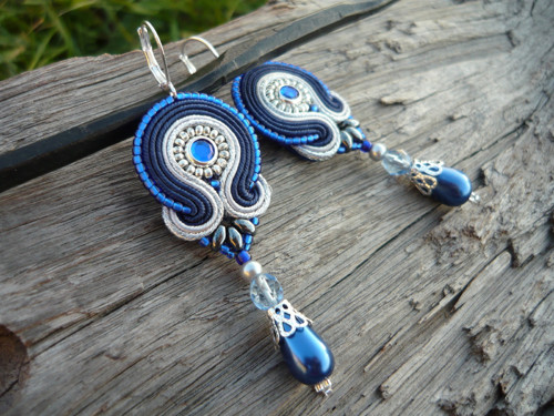 Soutache náušnice Ice River — foto 3