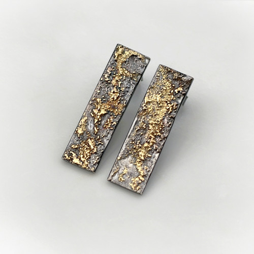 Gold Chaos Rectangles - Náušnice, ag + au — foto 2