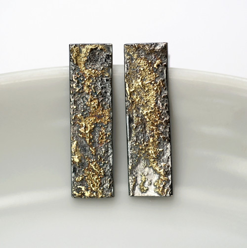 Gold Chaos Rectangles - Náušnice, ag + au — foto 3