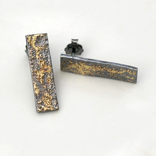 Gold Chaos Rectangles - Náušnice, ag + au — foto 4
