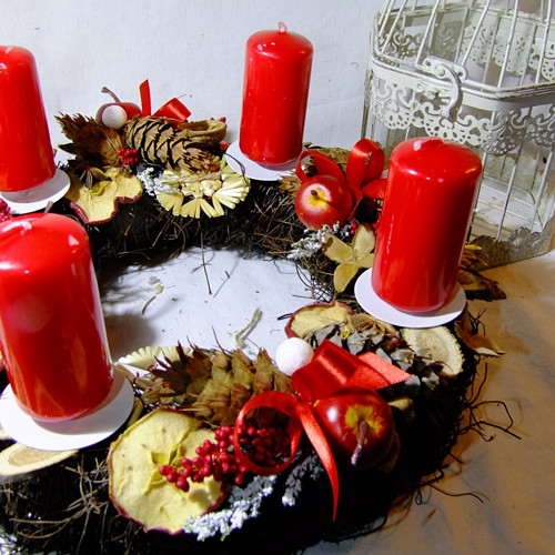 Adventní věnec - Tradiční červený — foto 2