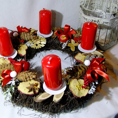 Adventní věnec - Tradiční červený — foto 5