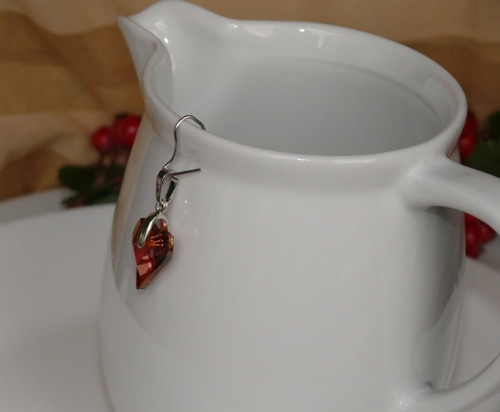 Náušnice - swarovski/kameny - srdce červené — foto 3