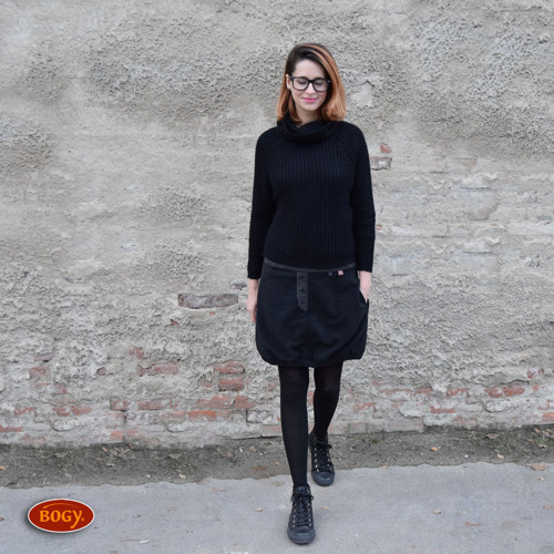 Teplá flísová sukně do gumy, na zimu černá — foto 2