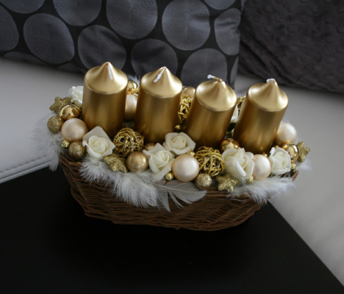 Adventní svícen zlatokrémový — foto 3