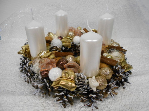Adventní věneček – zlato - bronzový — foto 2