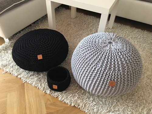 Háčkovaný puf - černý — foto 4