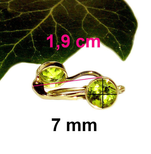 ZLATÉ náušnice OLIVÍN PERIDOT - 7 mm — foto 2
