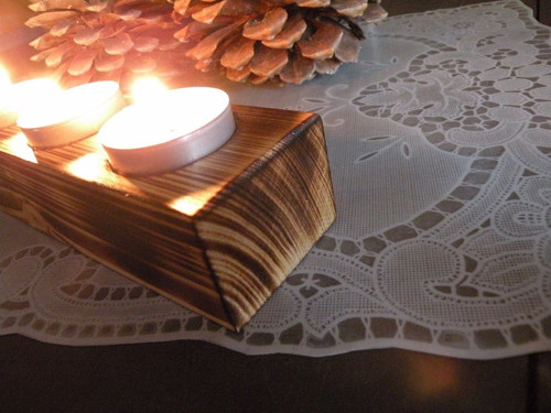 Dřevěný svícen 4 svíčky — foto 3