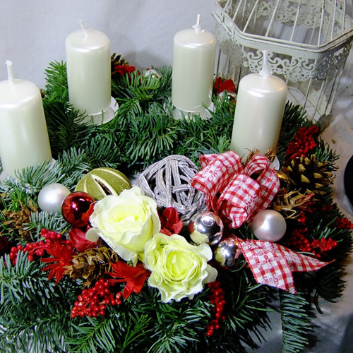 Adventní věnec - Červená s bílou — foto 4