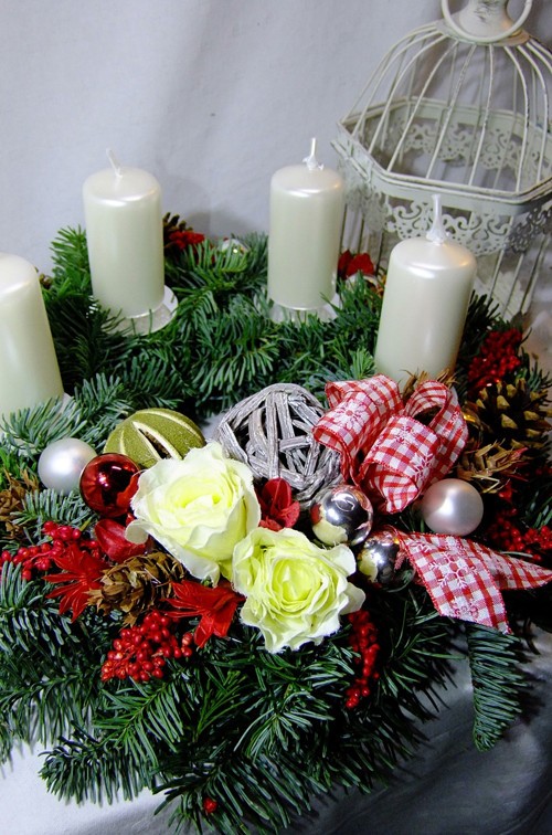 Adventní věnec - Červená s bílou — foto 5