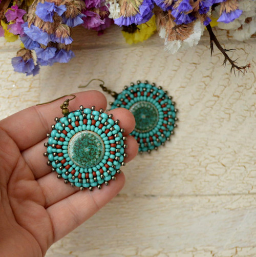 Pottery earrings n.30 - vyšívané náušnice — foto 3