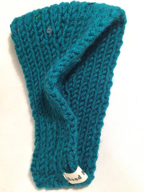 Pletená čelenka turquoise — foto 3