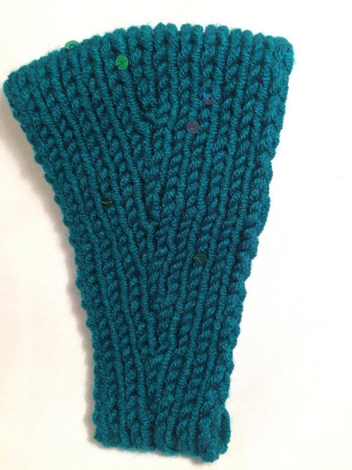 Pletená čelenka turquoise — foto 4