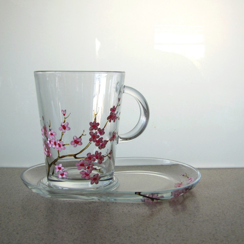 Sakurový velký - 400ml - ruční malba — foto 2