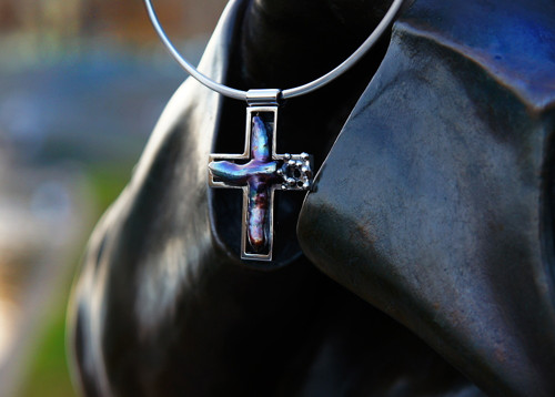 Nerezový náhrdelník ...." Pearly cross" — foto 2