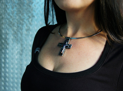 Nerezový náhrdelník ...." Pearly cross" — foto 5