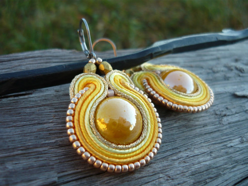Soutache náušnice Pomerančové slunce — foto 2