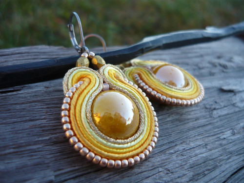 Soutache náušnice Pomerančové slunce — foto 3