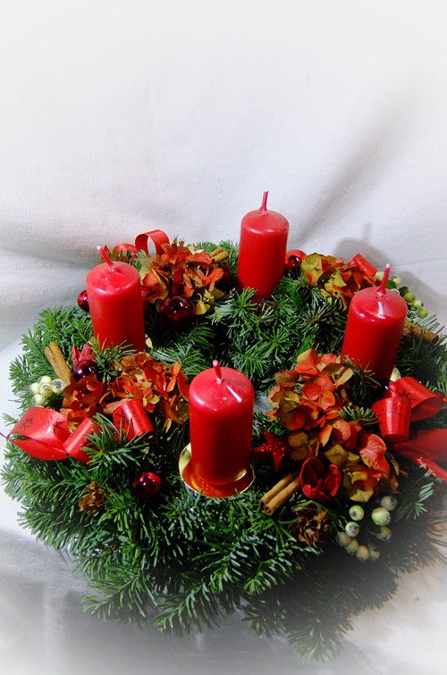 Adventní věnec - Červené hortenzie — foto 2